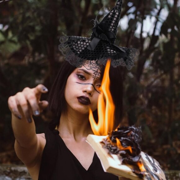 Witch Headband Sequin Lace Veils Costume Accessories Halloween for Women main image 4